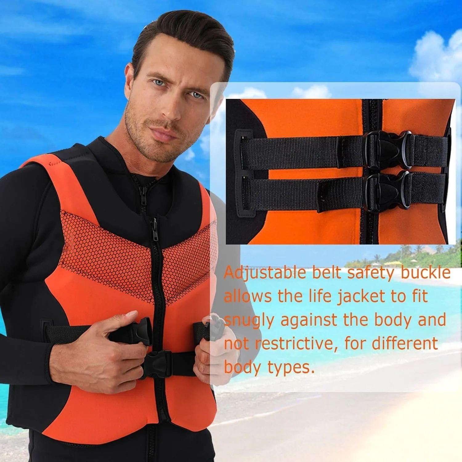 Multifunction Swim Vest for Men and Women, High Buoyancy Floating Aid Jacket, Neoprene Swimming Vest, for Kayaking Surfing Rafting