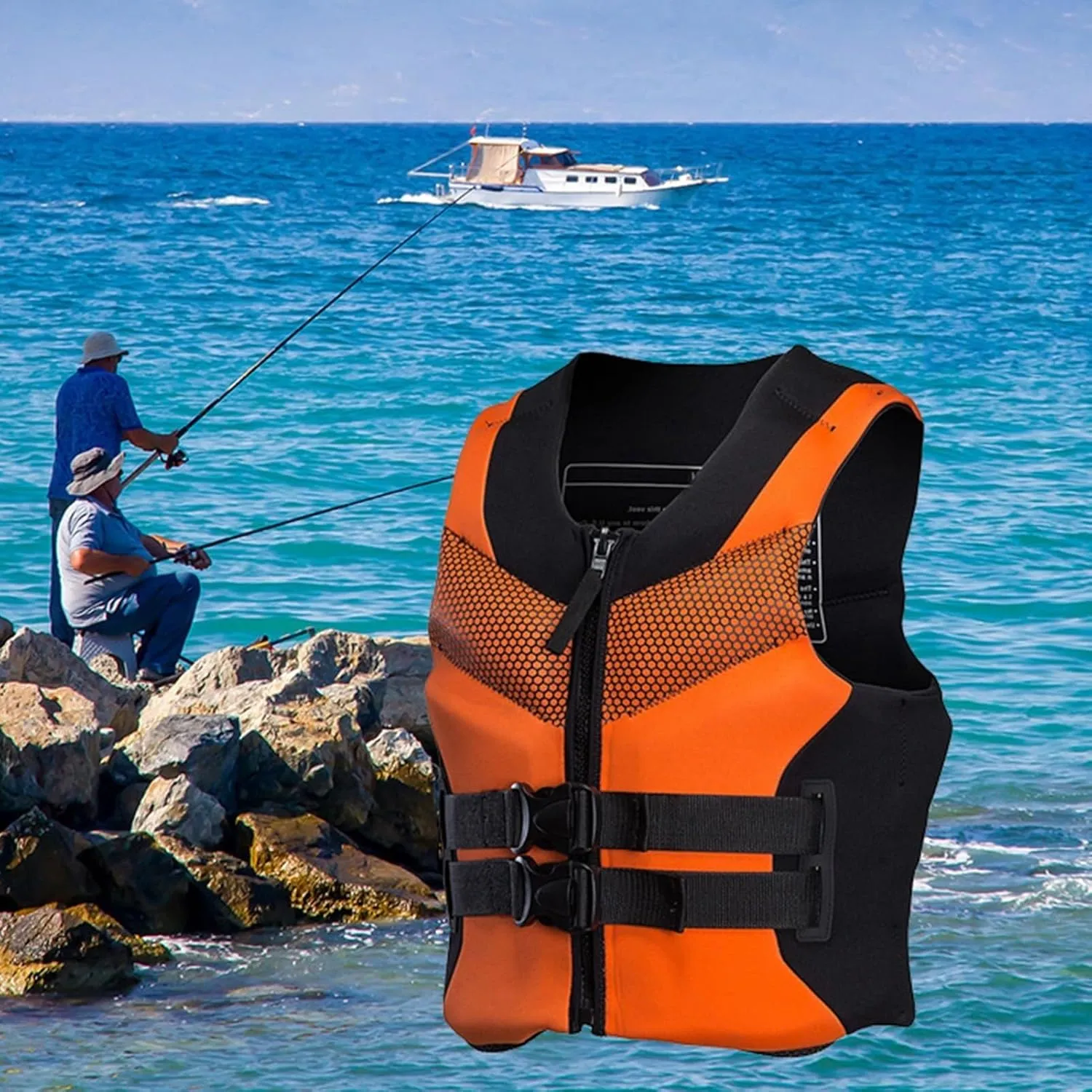 Multifunction Swim Vest for Men and Women, High Buoyancy Floating Aid Jacket, Neoprene Swimming Vest, for Kayaking Surfing Rafting