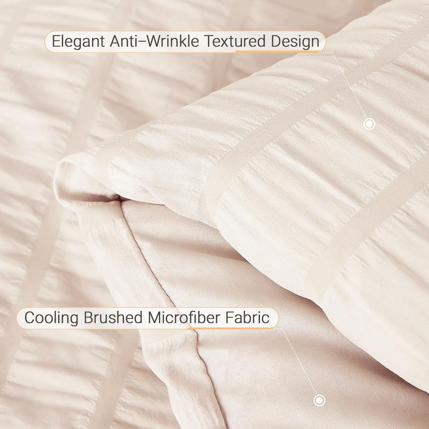MUXHOMO 7 Pieces California King Comforter Set, Seersucker Bed in a Bag Cal King Size, All Season Luxury Bedding Set with Comforter, Flat Sheet, Fitted Sheet, Pillowcases & Shams, Beige