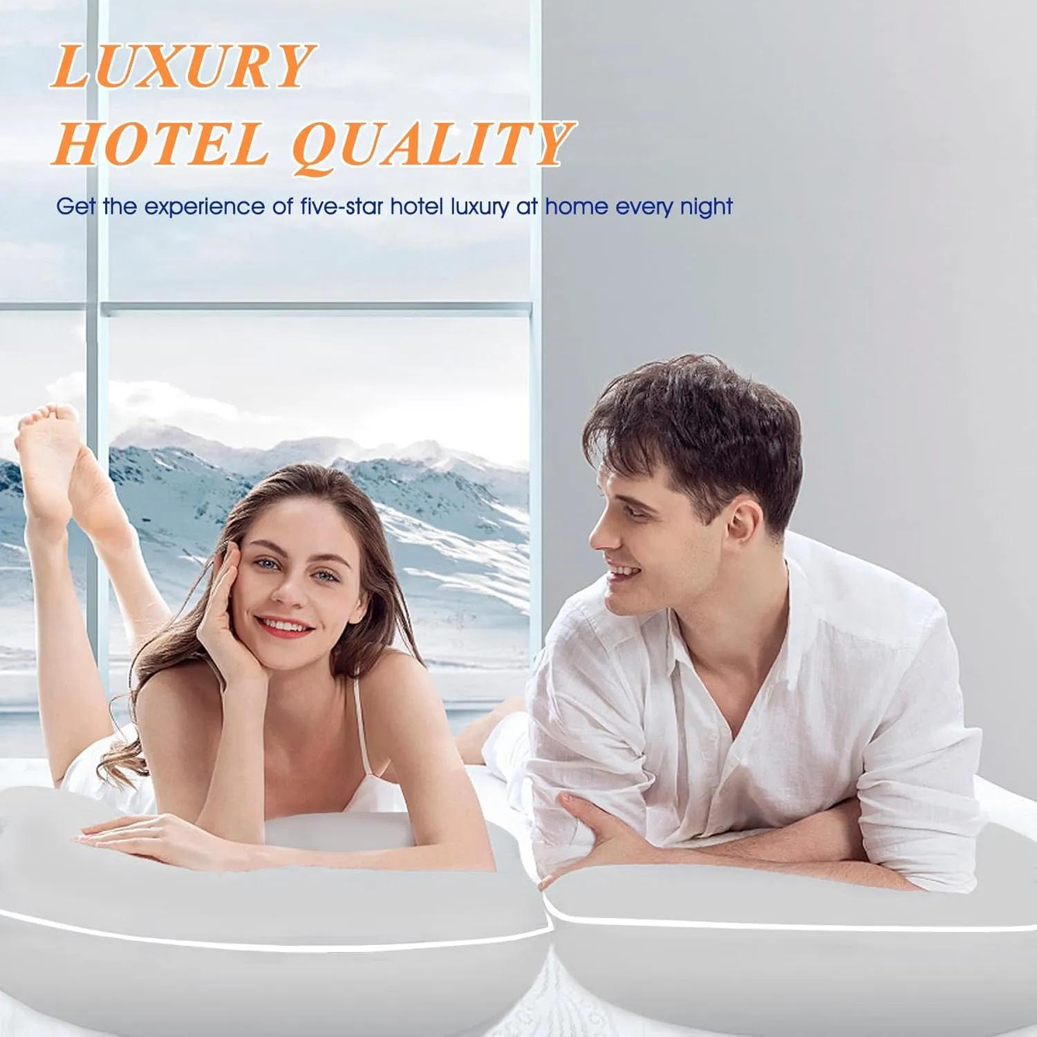 MZOIMZO Bed Pillows for Sleeping- King Size, Set of 2, Cooling Hotel Quality with Premium Soft Down Alternative Fill for Back, Stomach or Side Sleepers, Light Grey