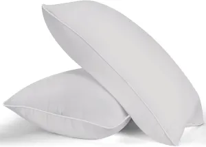 MZOIMZO Bed Pillows for Sleeping- King Size, Set of 2, Cooling Hotel Quality with Premium Soft Down Alternative Fill for Back, Stomach or Side Sleepers, Light Grey