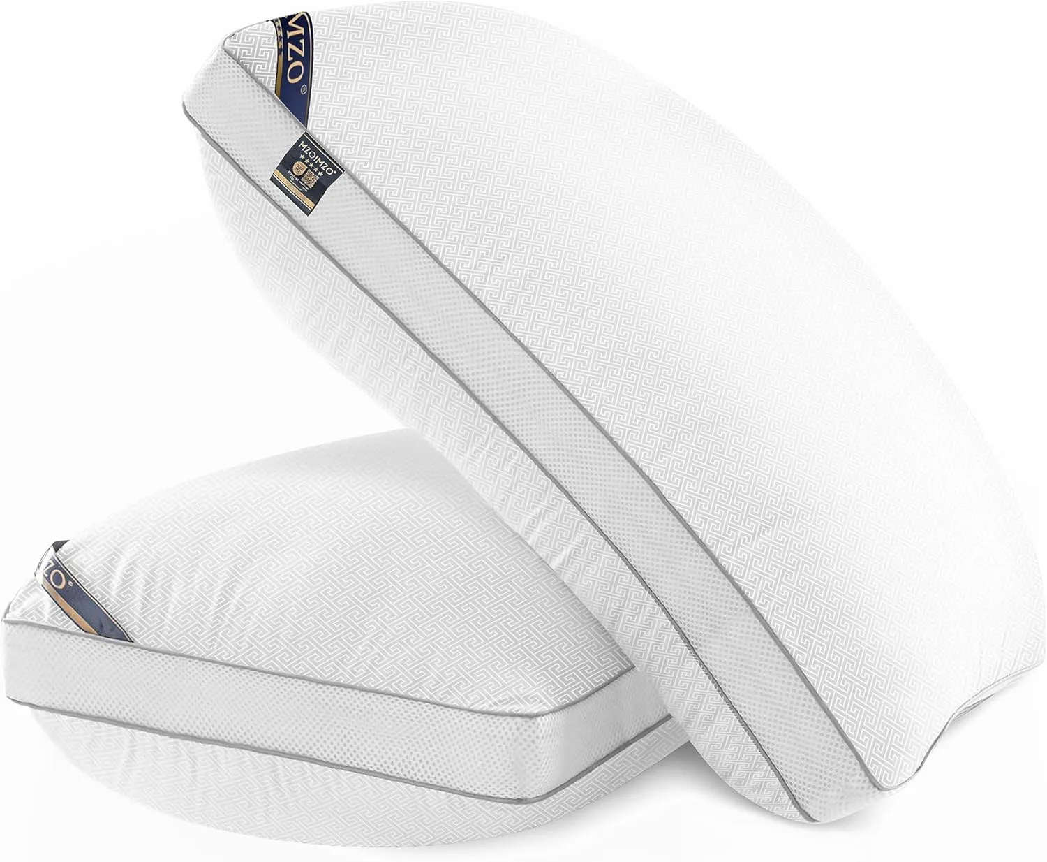 MZOIMZO Luxury Comfy Hotel Collection Bed Pillows for Sleeping- Firm King Size Set of 2, Gusseted Cooling Side Mesh Design with Premium Down Alternative Filling for Back, Stomach or Side Sleepers