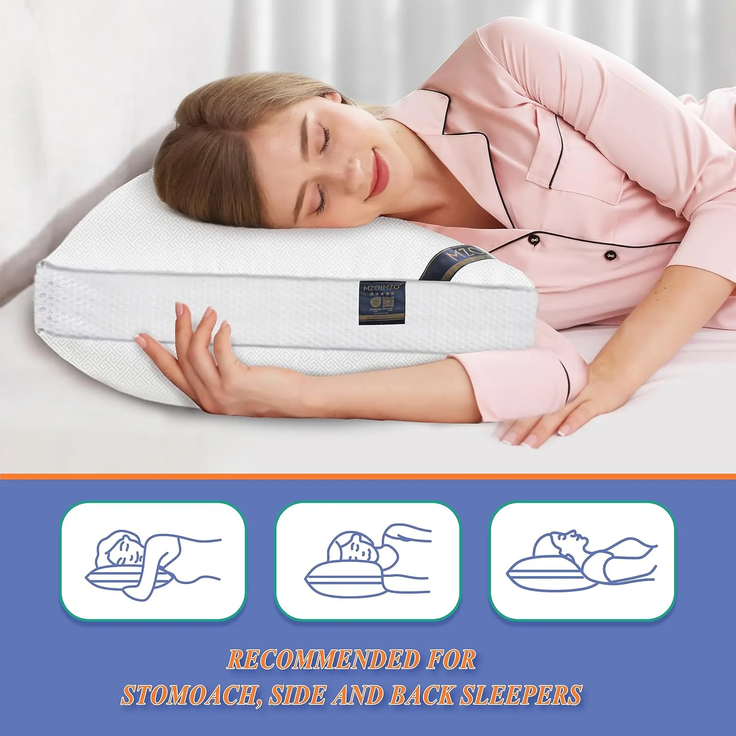 MZOIMZO Luxury Comfy Hotel Collection Bed Pillows for Sleeping- Firm King Size Set of 2, Gusseted Cooling Side Mesh Design with Premium Down Alternative Filling for Back, Stomach or Side Sleepers