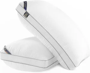 MZOIMZO Luxury Comfy Hotel Collection Bed Pillows for Sleeping- Firm King Size Set of 2, Gusseted Cooling Side Mesh Design with Premium Down Alternative Filling for Back, Stomach or Side Sleepers