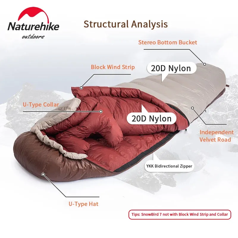 Naturehike Snowbird Mummy Duckdown Extreme Weather Sleeping Bag 1080g Size XL