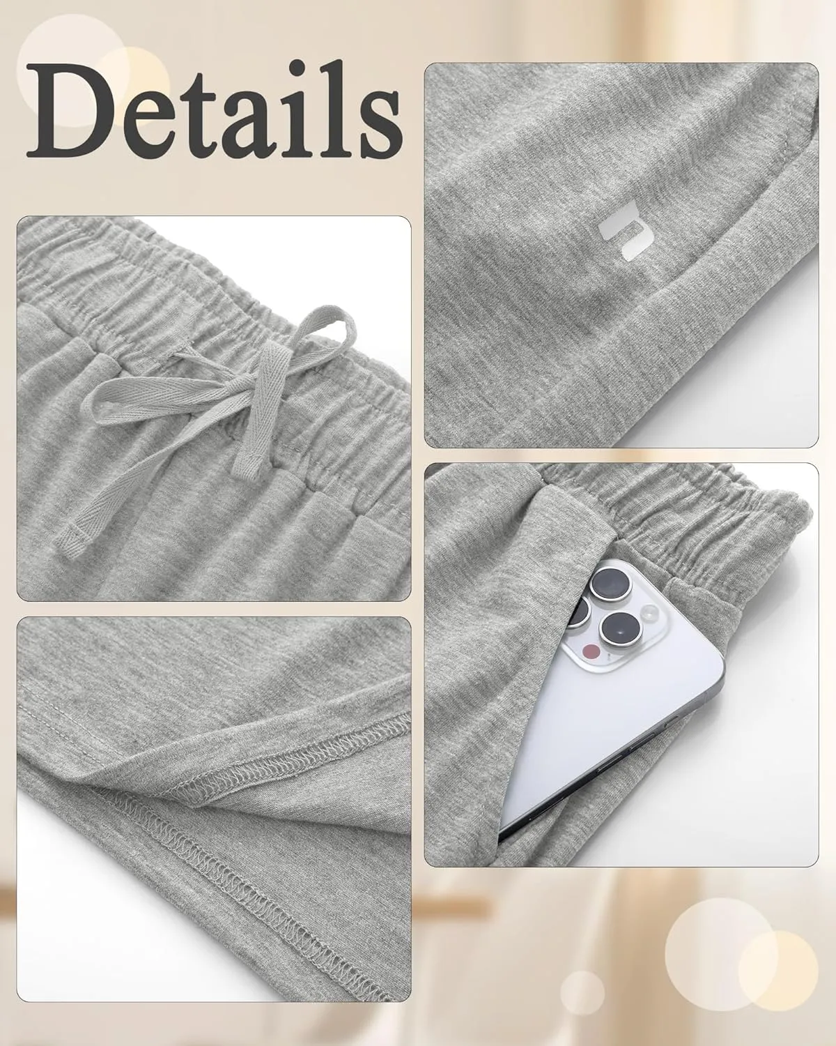 Neer 3 Pack Women's Plus Size Capris, Cotton Wide Leg Pants Casual Drawstring Capri Sweatpants Drawstring Pants with Pockets