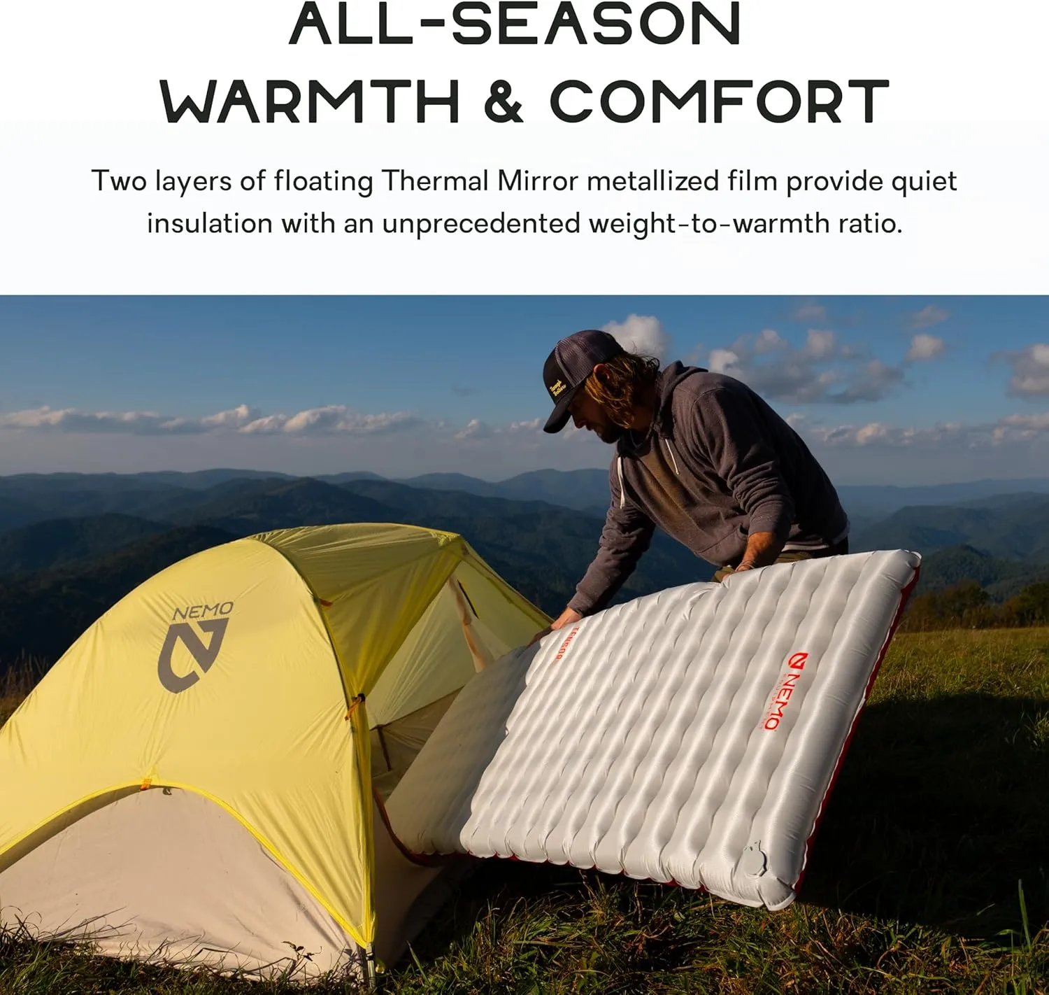 NEMO Equipment Tensor All-Season Ultralight Insulated Sleeping Pad - Long Wide (76"x25") - Blade/Spicy Orange