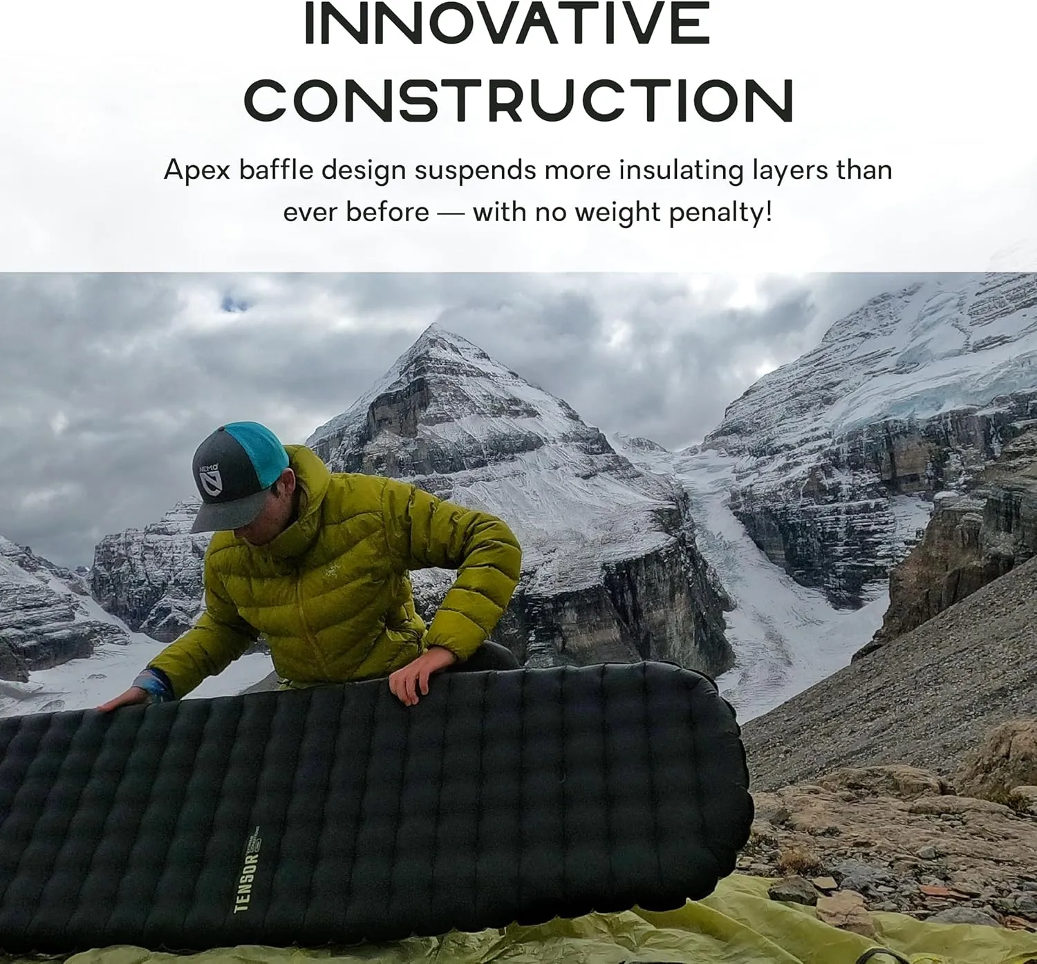 NEMO Equipment Tensor Extreme Conditions Sleeping Pad - Regular (72"x20") - Black/Birch Bud/Citron