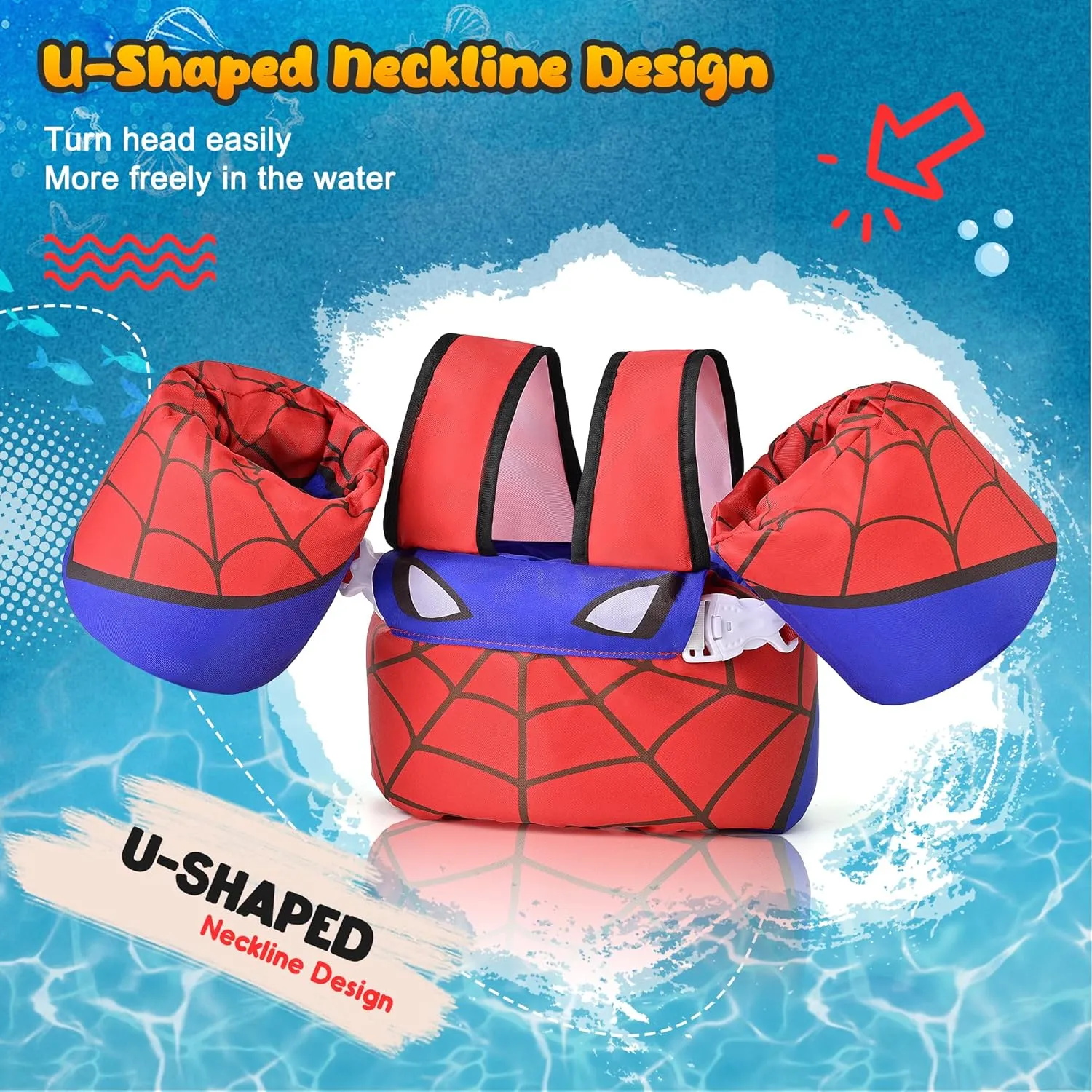 Nemone Toddler Swim Vest for 22-70 lbs Kids Floaties Swim Jacket with Arm Water Wings for Girls Boys 1 2 3 4 5 6 7 Years Old Beach Pool 20 30 40 50 60 66 Pounds Puddle Jumper