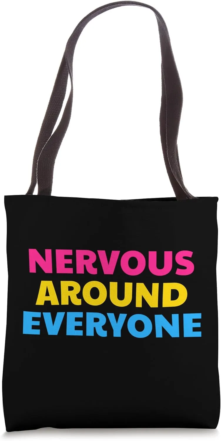 Nervous Around Everyone Funny Pansexual Subtle Pan Pride Tote Bag