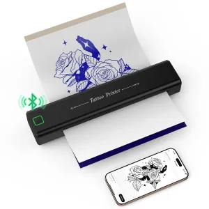NEWYES Tattoo Stencil Printer Wireless Portable Tattoo Printer Kit Thermal Tattoo Machine for Tattoo Artists & Beginners, Matte Effect Clear Printing, Compatible with Mobile Phone, Pad, PC