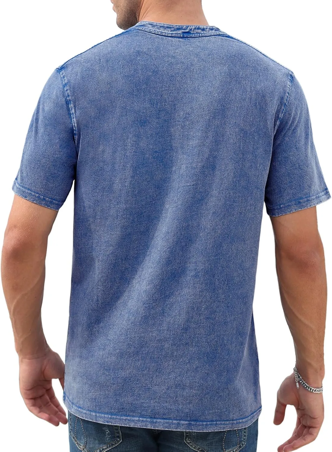 NITAGUT Mens Distressed Henley Shirts Retro Short Sleeve Cotton Tee Shirts Casual Button Down Washed T-Shirts