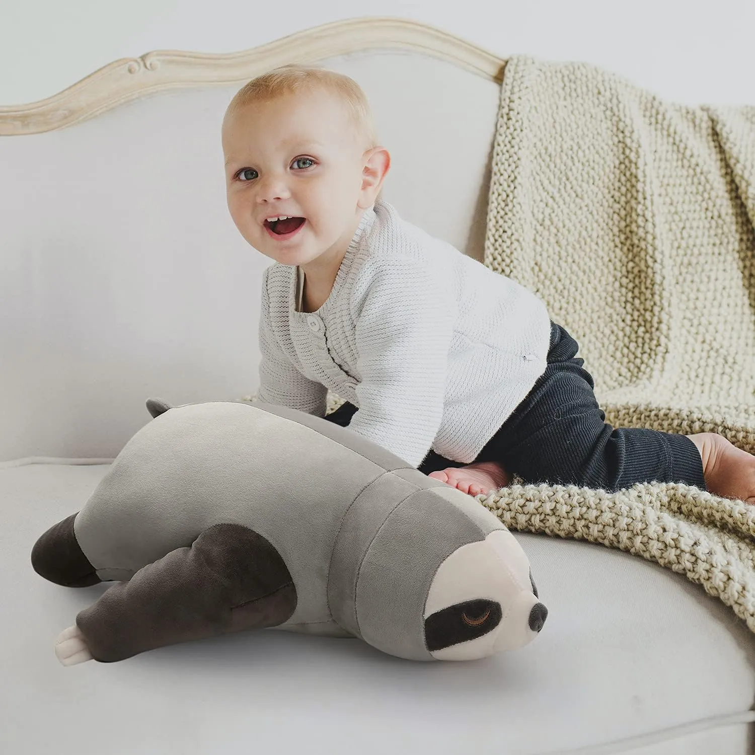 Niuniu Daddy 18” Sloth Stuffed Animal Not Weighted - Cute Large Sloth Lying Plushies, Kawaii Sloth Toy Plush, Squishy Soft Hugging Body Pillow, Gifts for Girls Boys Birthday Christmas Party