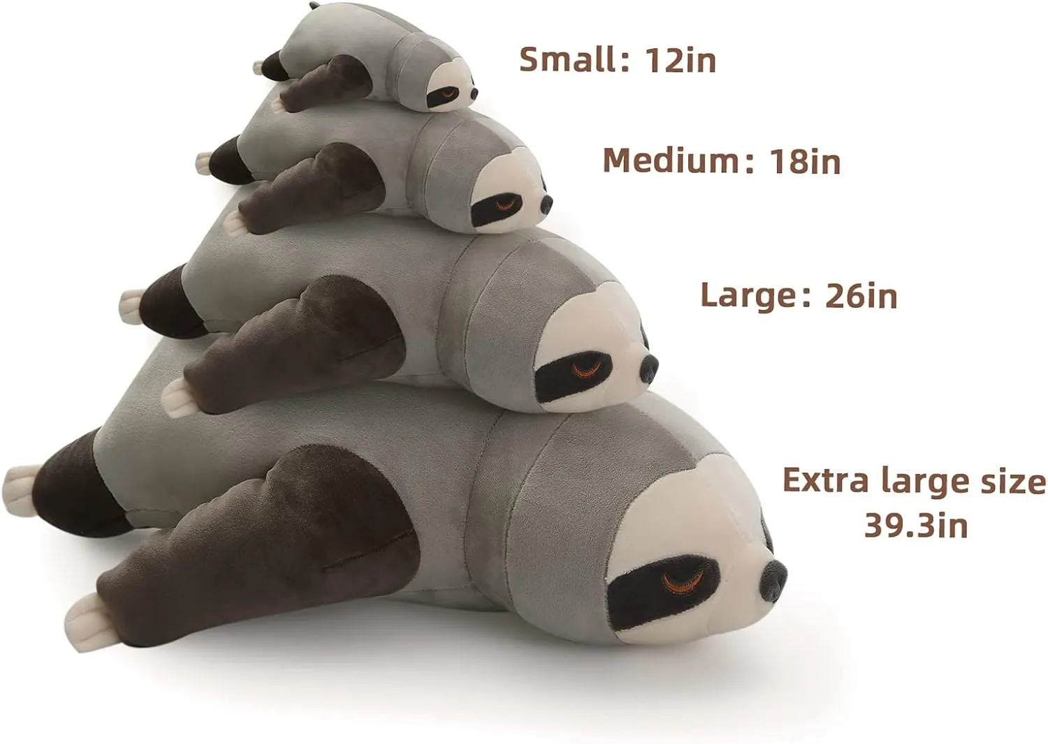 Niuniu Daddy 18” Sloth Stuffed Animal Not Weighted - Cute Large Sloth Lying Plushies, Kawaii Sloth Toy Plush, Squishy Soft Hugging Body Pillow, Gifts for Girls Boys Birthday Christmas Party