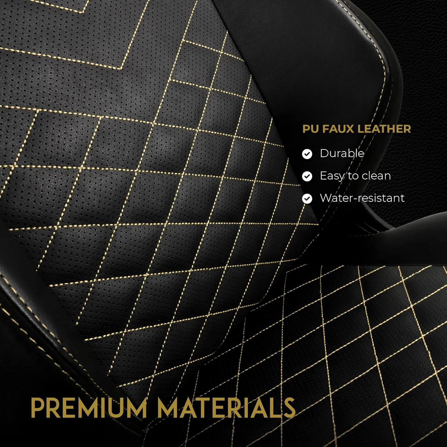 noblechairs Hero Gaming Chair/Office Chair with Lumbar Support, PU Faux Leather, Black/Gold