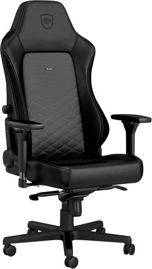noblechairs Hero Gaming Chair/Office Chair with Lumbar Support, PU Faux Leather, Black/Gold