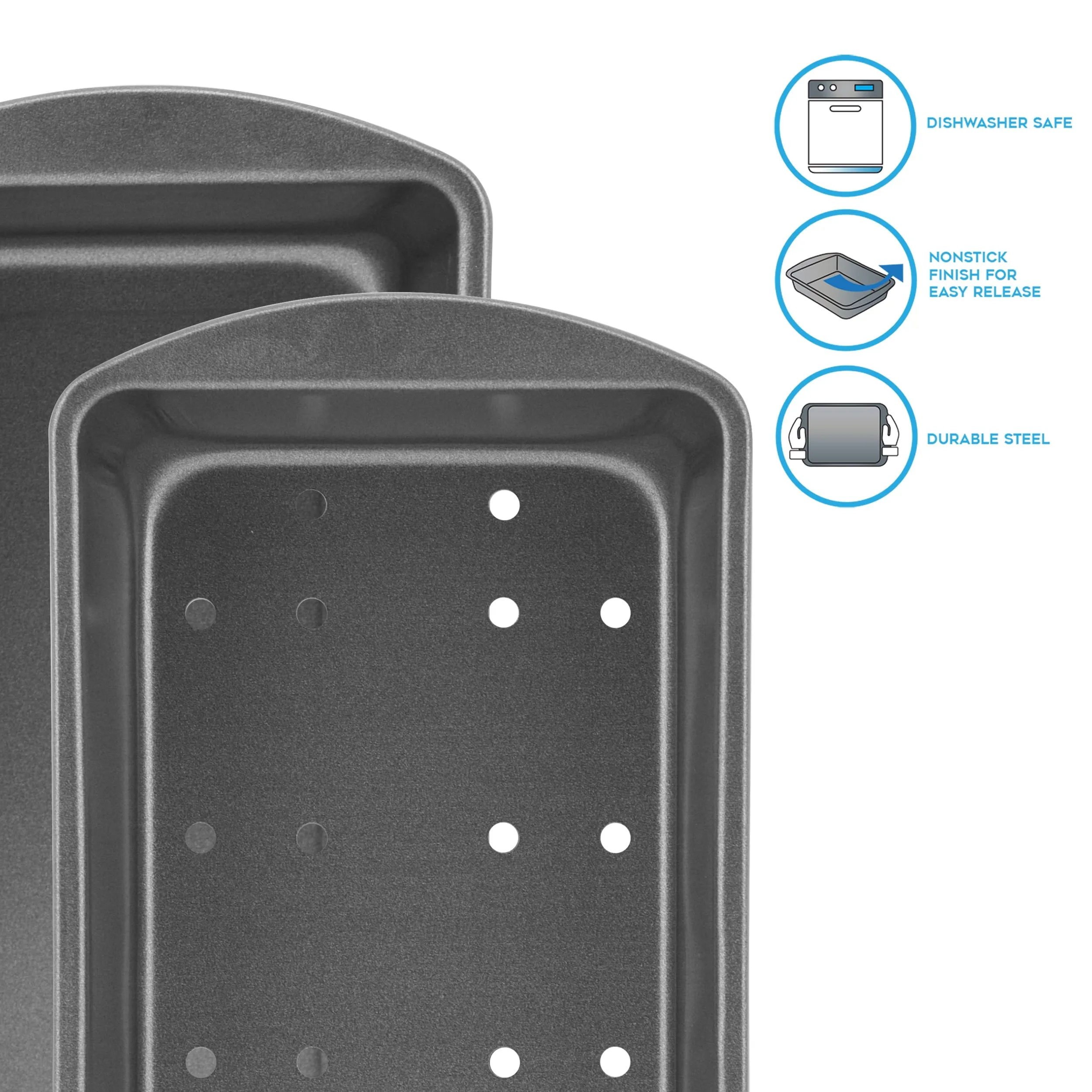 Nonstick 9.3" X 5.2" X 2.7" Meatloaf Pan with Insert, Bread and Loaf Pan, Gray