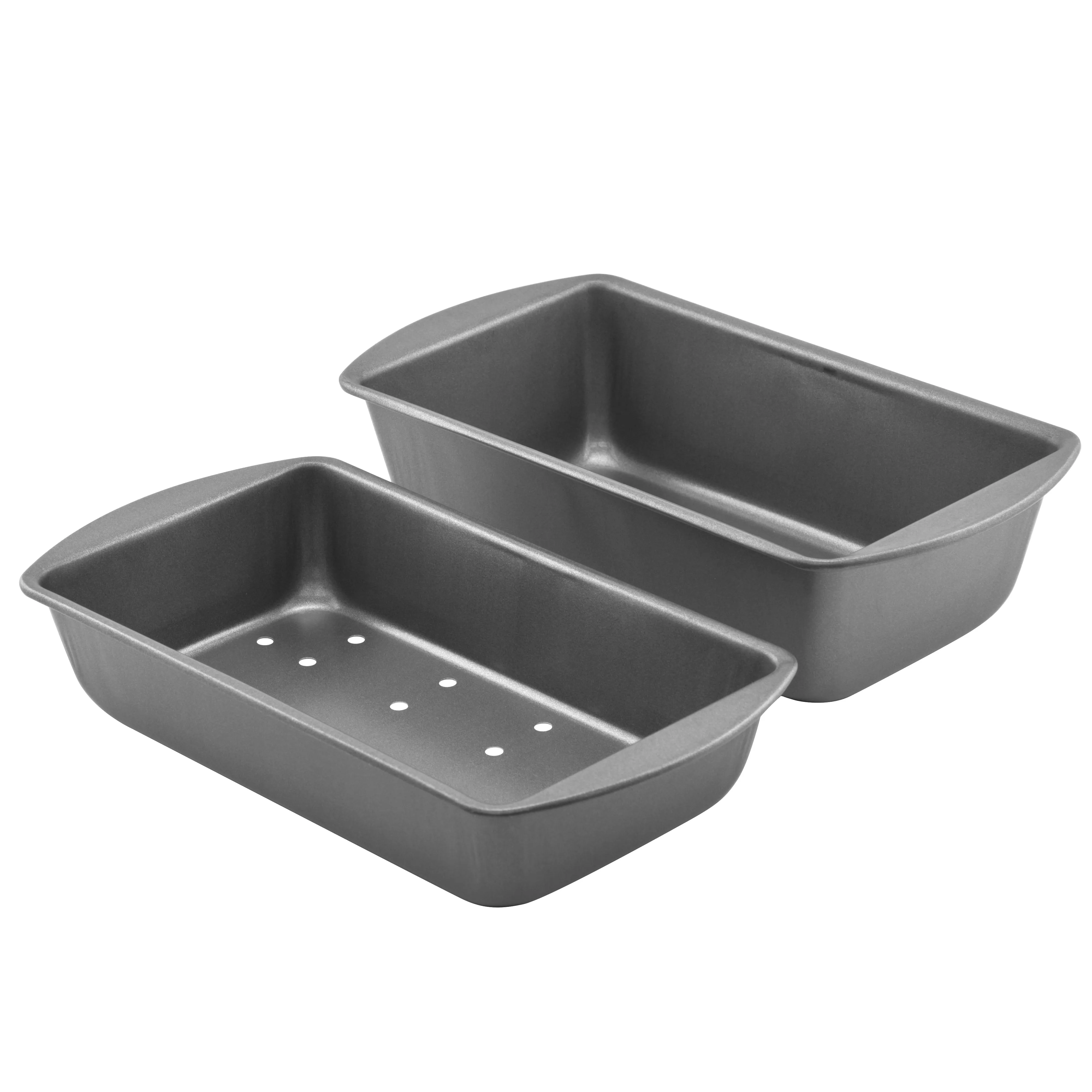 Nonstick 9.3" X 5.2" X 2.7" Meatloaf Pan with Insert, Bread and Loaf Pan, Gray