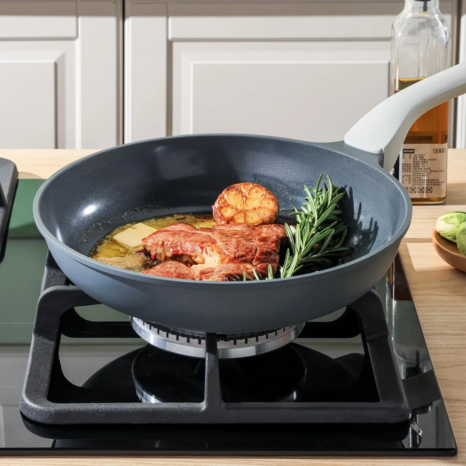 Nonstick Ceramic Frying Pan Set, Non Toxic Skillet, Healthy Egg & Omelet & Chef's Pan, PTFE PFOA & PFAS Free, Induction Compatible (8 10 Inch)