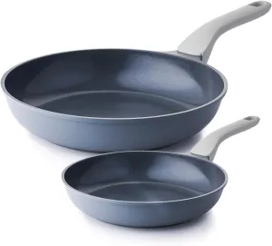 Nonstick Ceramic Frying Pan Set, Non Toxic Skillet, Healthy Egg & Omelet & Chef's Pan, PTFE PFOA & PFAS Free, Induction Compatible (8 10 Inch)