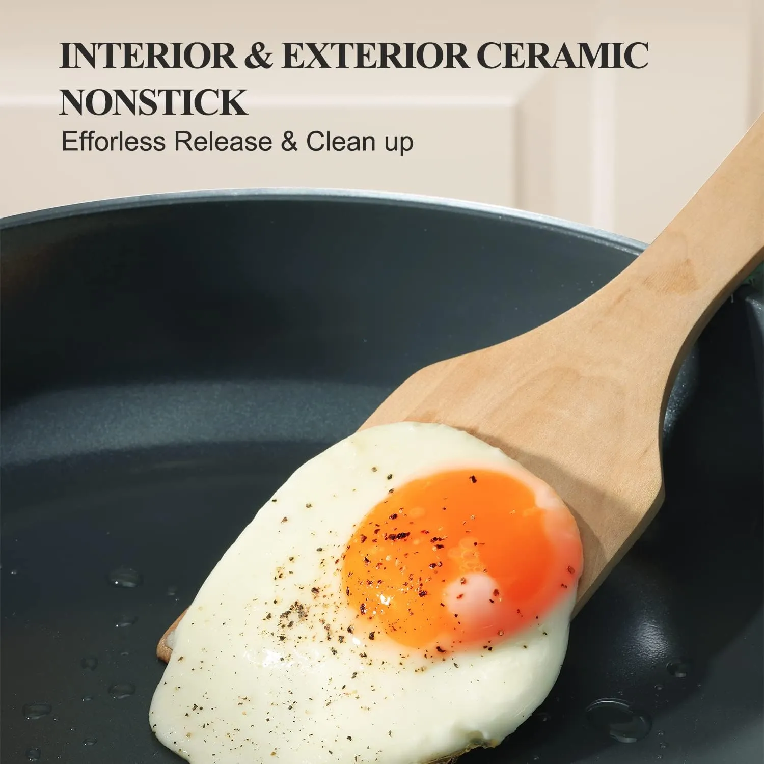 Nonstick Ceramic Frying Pan Set, Non Toxic Skillet, Healthy Egg & Omelet & Chef's Pan, PTFE PFOA & PFAS Free, Induction Compatible (8 10 Inch)