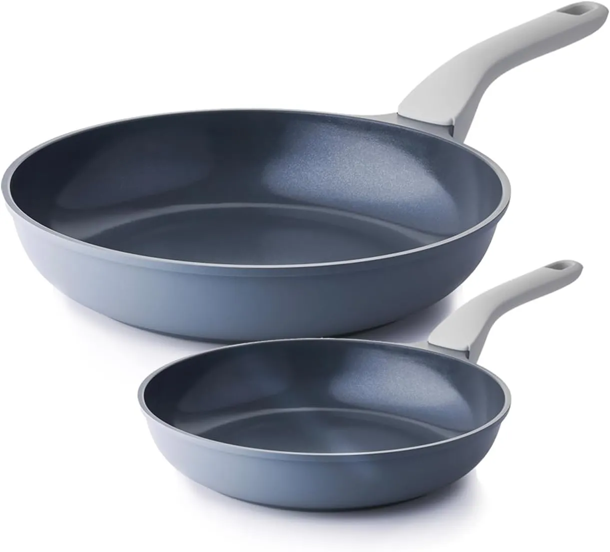 Nonstick Ceramic Frying Pan Set, Non Toxic Skillet, Healthy Egg & Omelet & Chef's Pan, PTFE PFOA & PFAS Free, Induction Compatible (8 10 Inch)