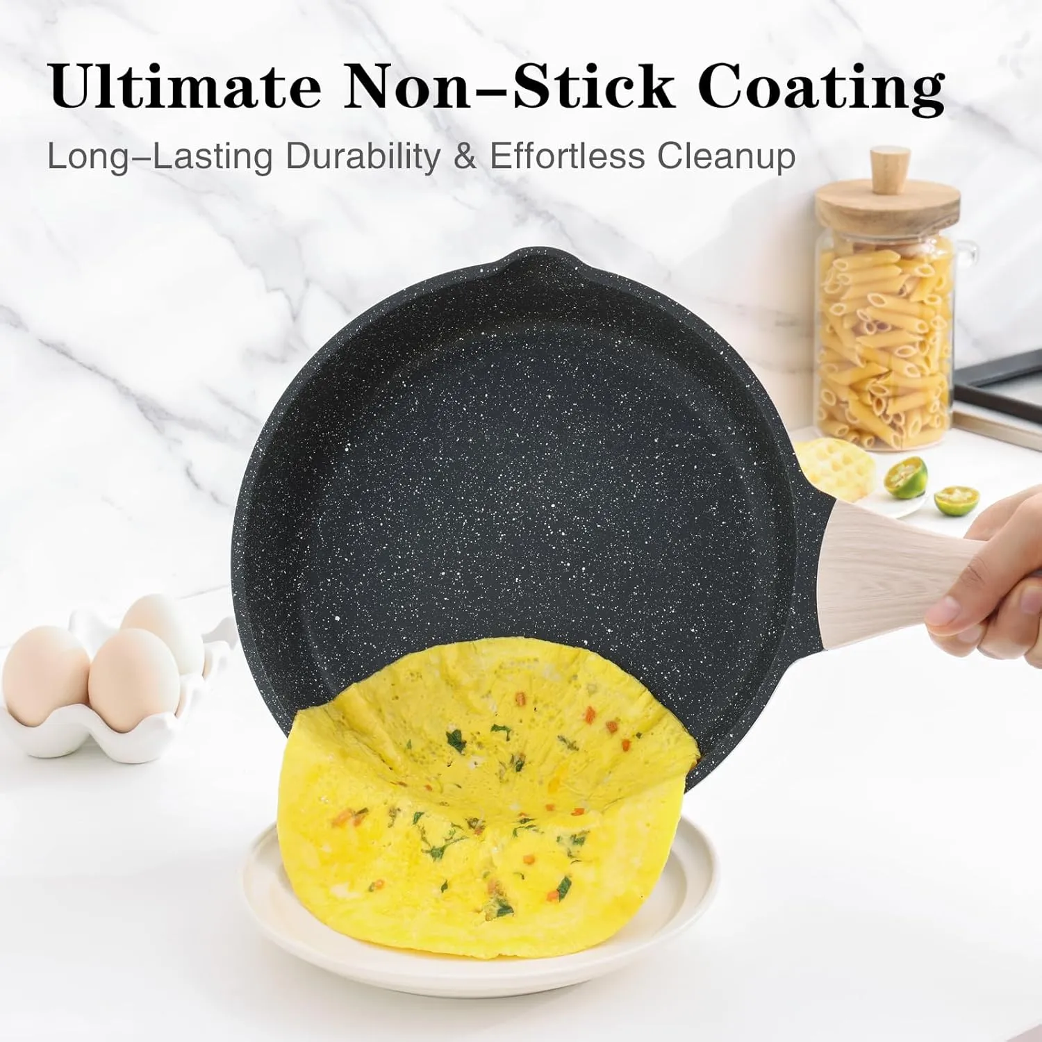 Nonstick Frying Pan Set with Lids, 3 Piece Skillet Set, Healthy Induction Cooking Pan, Stay-Cool Handle, Compatible with All Stovetops, PFOA Free (8, 9.5, 11 Inch)