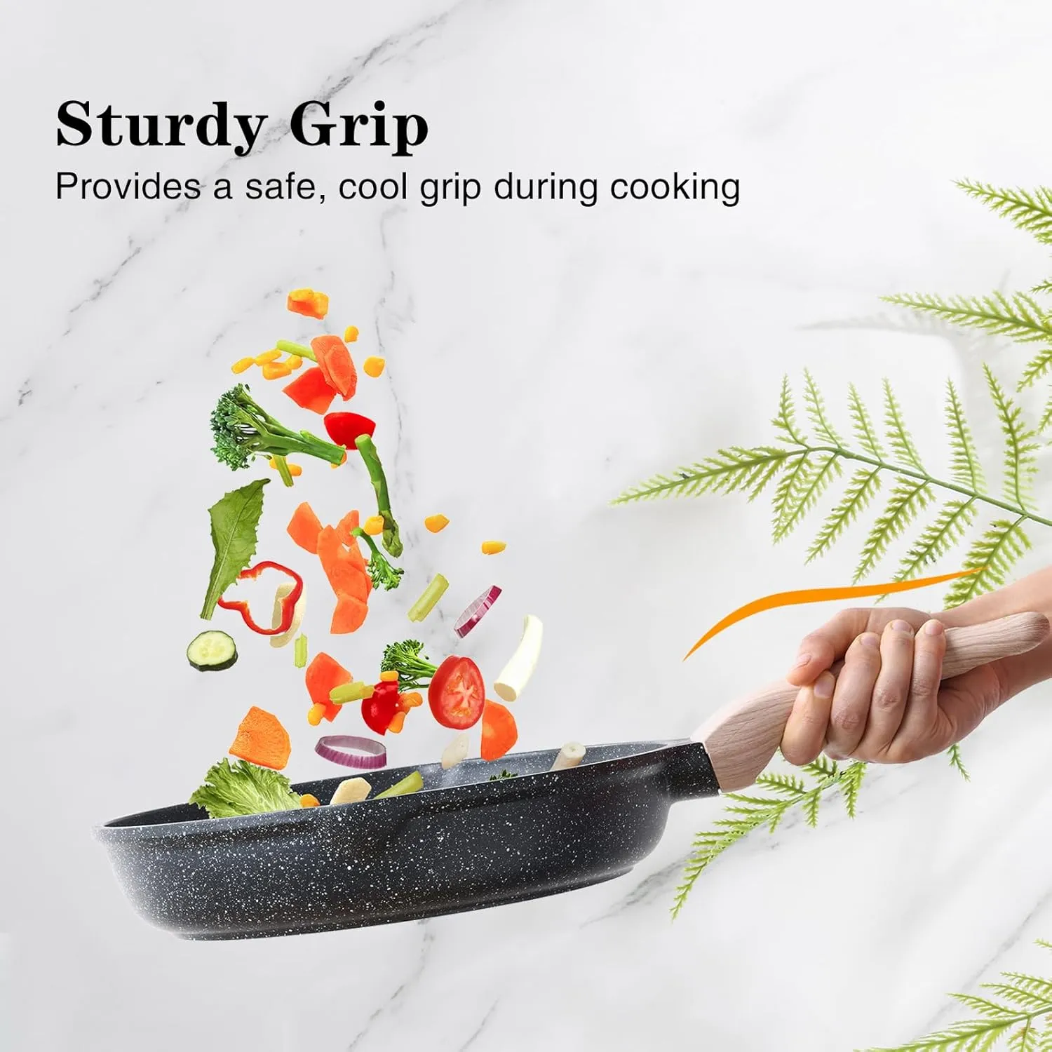 Nonstick Frying Pan Set with Lids, 3 Piece Skillet Set, Healthy Induction Cooking Pan, Stay-Cool Handle, Compatible with All Stovetops, PFOA Free (8, 9.5, 11 Inch)