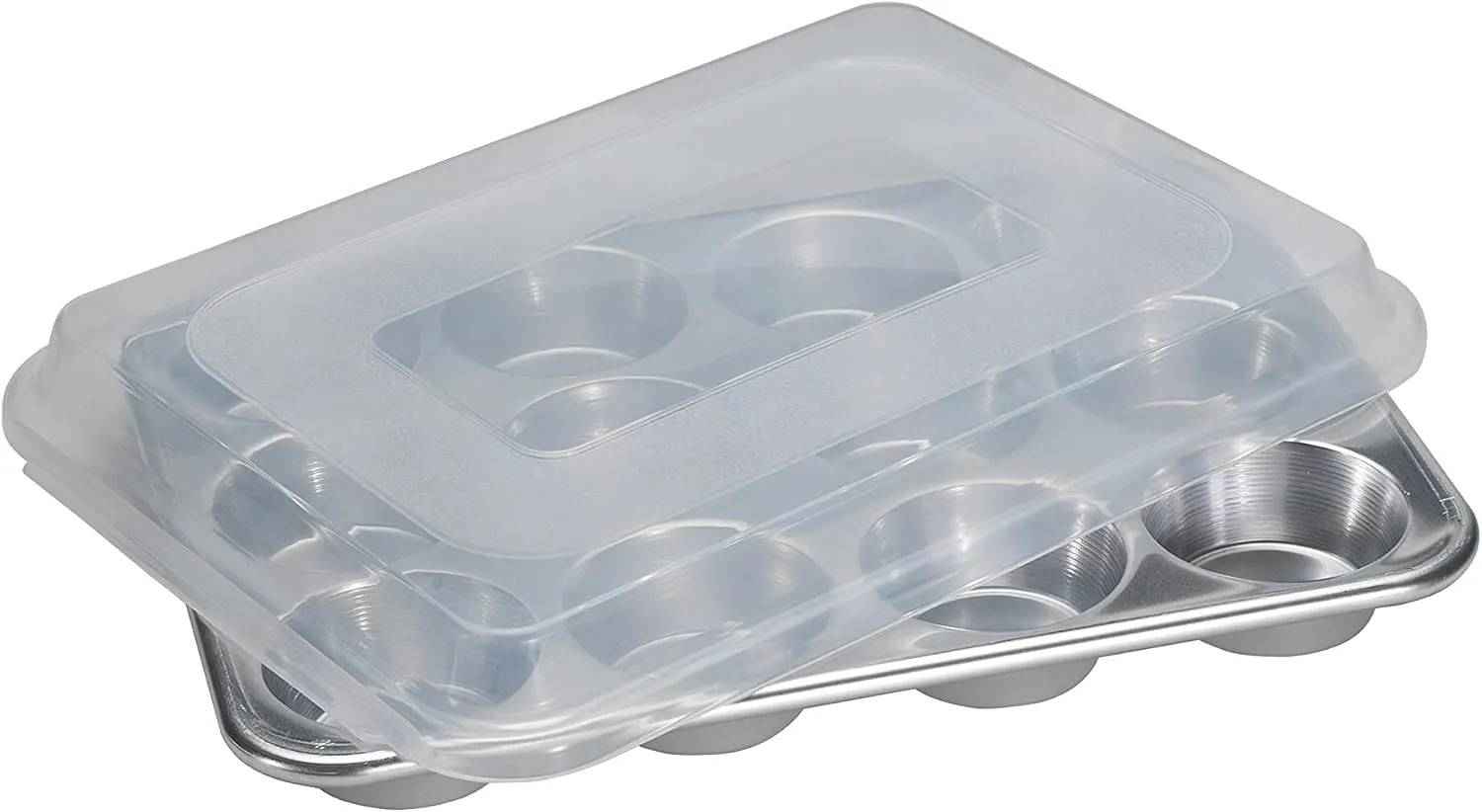 Nordic Ware Natural Aluminum Commercial Muffin Pan with Lid, 12 Cup