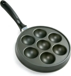 Norpro Nonstick Stuffed Pancake Pan, Munk/Aebleskiver/Ebelskiver 16.5″ x 9″ x 1.25″ Black