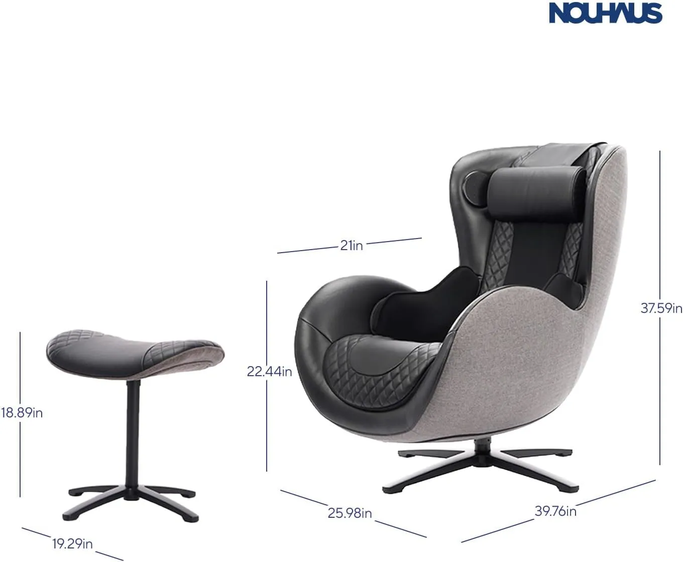 Nouhaus Heated Classic Massage Chair Full Body and Spot Massaging Recliner with Ottoman, Bluetooth Speaker, in-Chair Charger. Portable Shiatsu Body Massager Chair (Black)