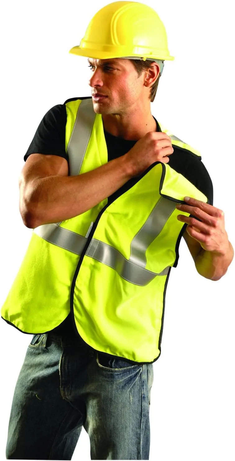Occunomix LUX-SSBRPFR-YL Premium Flame Resistant 5 Point Break-Away Solid Vest, HRC 1, Large, Yellow