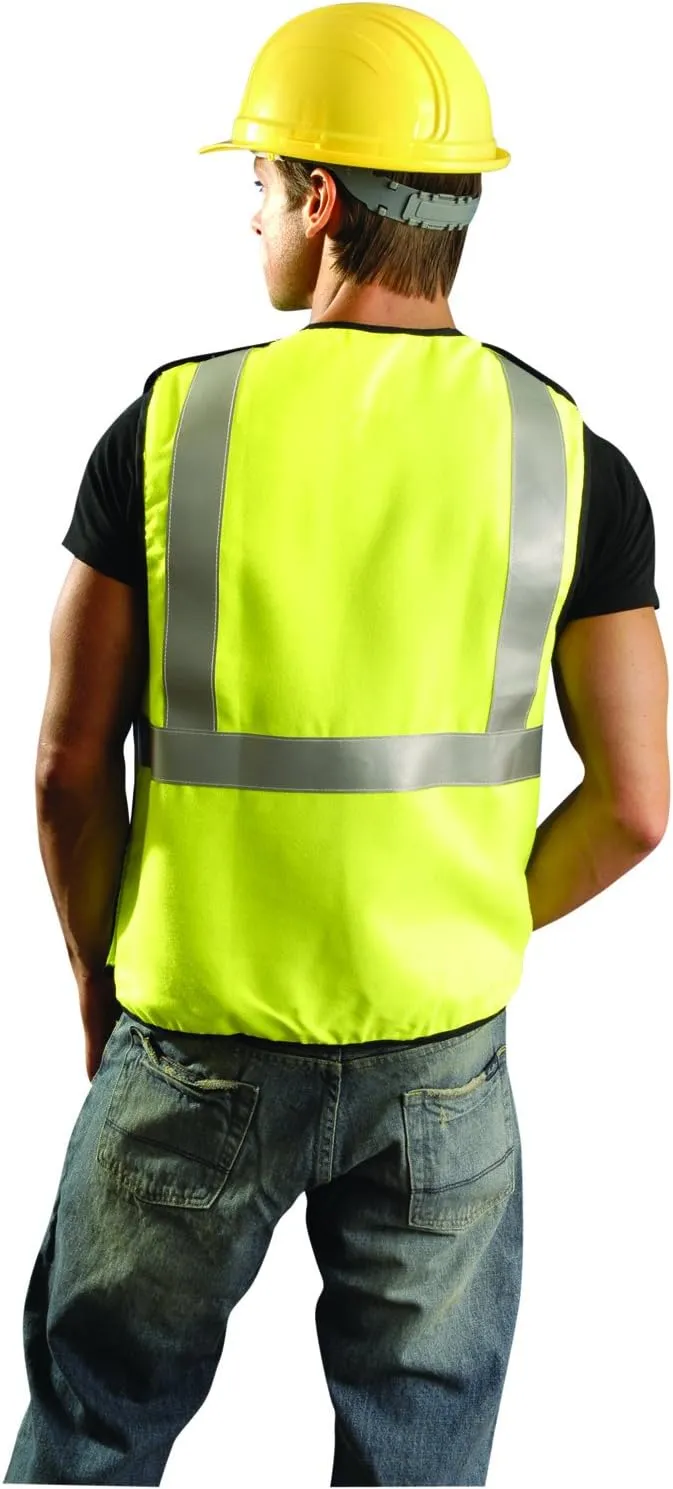 Occunomix LUX-SSBRPFR-YL Premium Flame Resistant 5 Point Break-Away Solid Vest, HRC 1, Large, Yellow