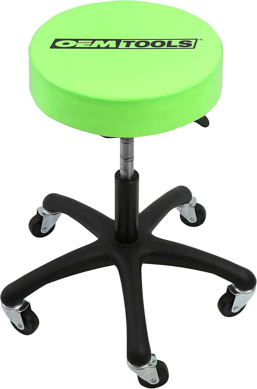OEMTOOLS 24956 Pneumatic Mechanics Stool, Adjustable Garage Stool on Wheels, 250 Lb Support, Vinyl Upholstered Seat, Mechanic Chair and Detailing Chair