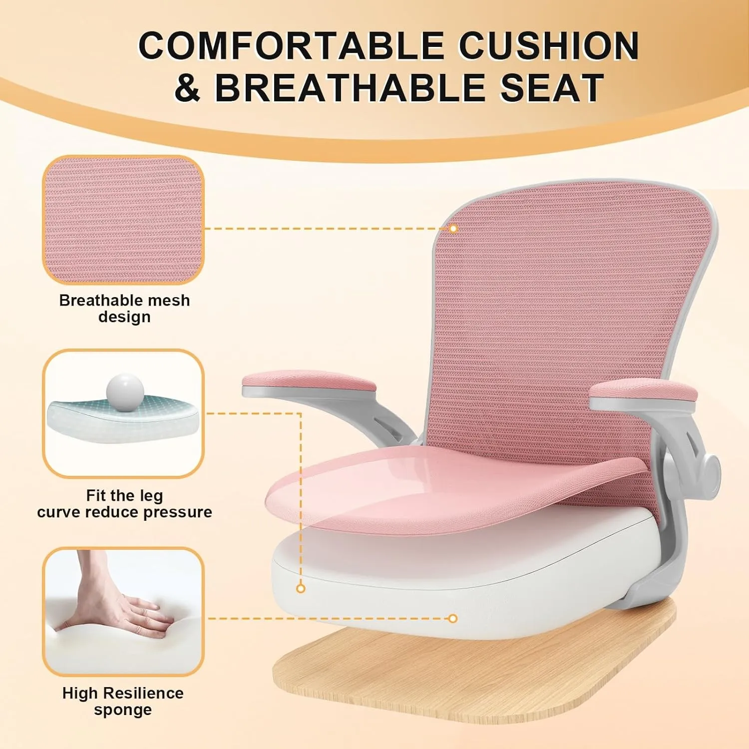 Office Chair, Ergonomic Desk Chairs 330LBS Capacity High Back Mesh Computer with Flip-up Armrests, Comfy Work with Adjustable Lumbar Support, Rolling Swivel Executive Task