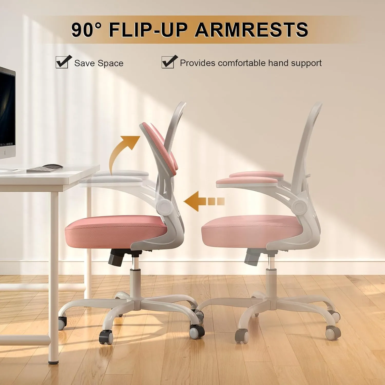 Office Chair, Ergonomic Desk Chairs 330LBS Capacity High Back Mesh Computer with Flip-up Armrests, Comfy Work with Adjustable Lumbar Support, Rolling Swivel Executive Task