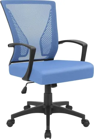 Office Chairs, Office Chair Mid Back Swivel Lumbar Support Desk Chair, Computer Ergonomic Mesh Chair with Armrest(B)