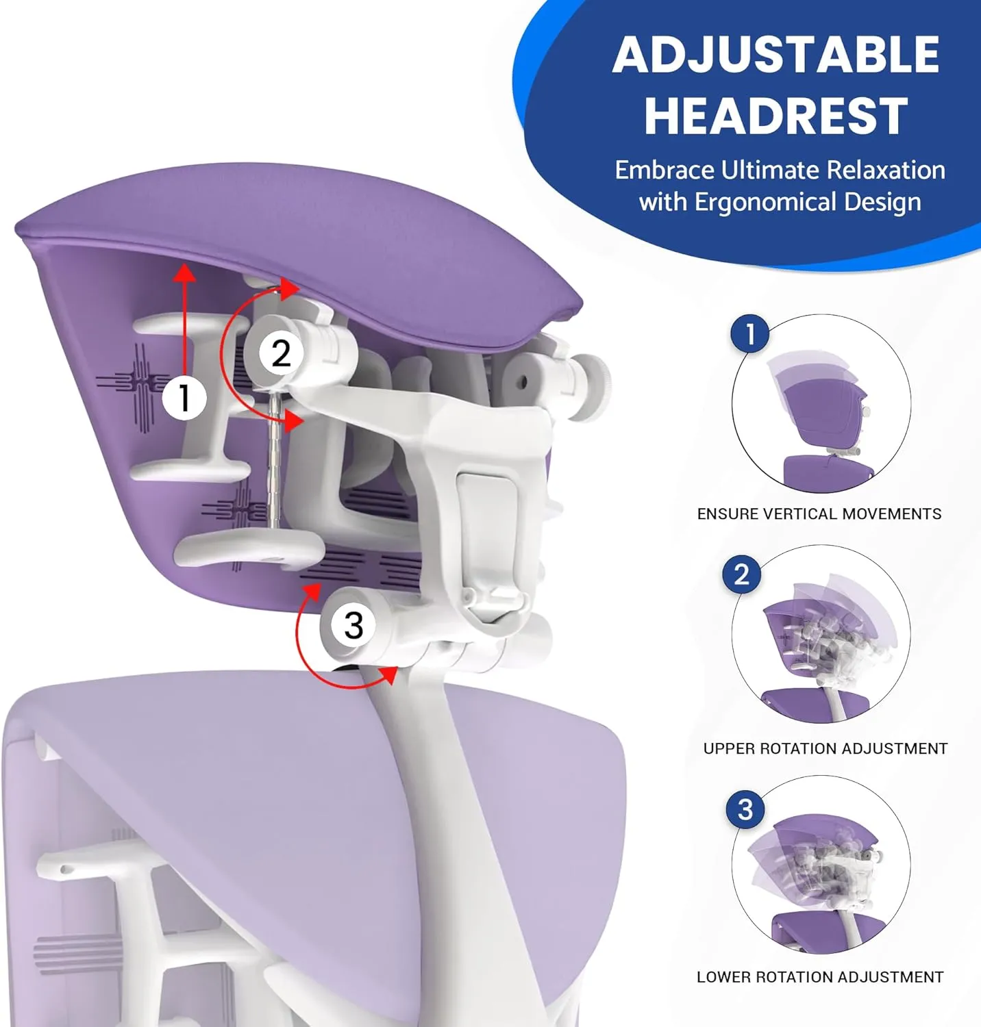 OFFICE LOGIX SHOP Embody Headrest Compatible with Herman Miller Embody Chair (Amethyst Fabric/White Frame)