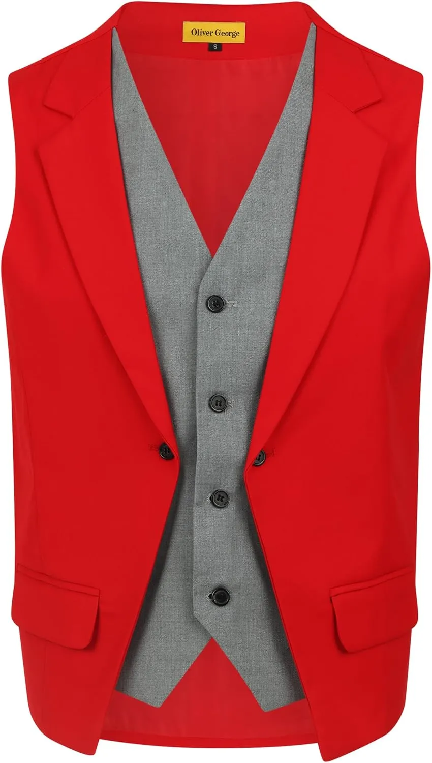 Oliver George Men's Layered Formal Solid Formal Tuxedo Dress Vest Waistcoat Business Vest for Suit or Tuxedo