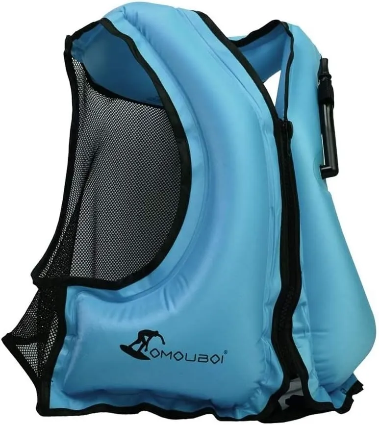 OMOUBOI Inflatable Snorkel Vest Kayak Swim Vest for Adults Snorkel Vests Inflatable Buoyancy Jacket Portable Diving Jackets Swimming Vests for Snorkeling Water Sports Beginner Adults-Only (96-220 lbs)