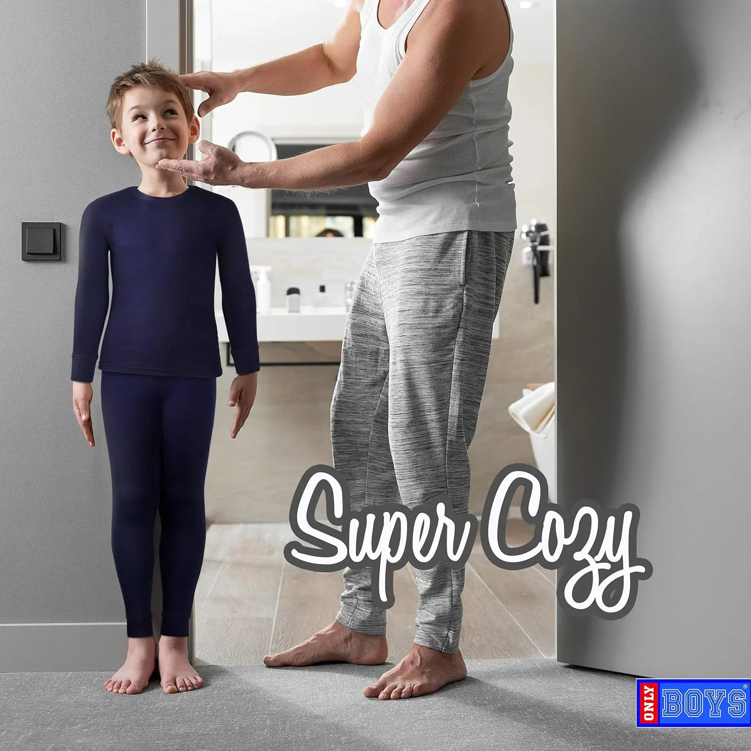 ONLY BOYS’ Thermal Underwear Set – 4 Piece Waffle Knit Top and Long Johns (2T-16)