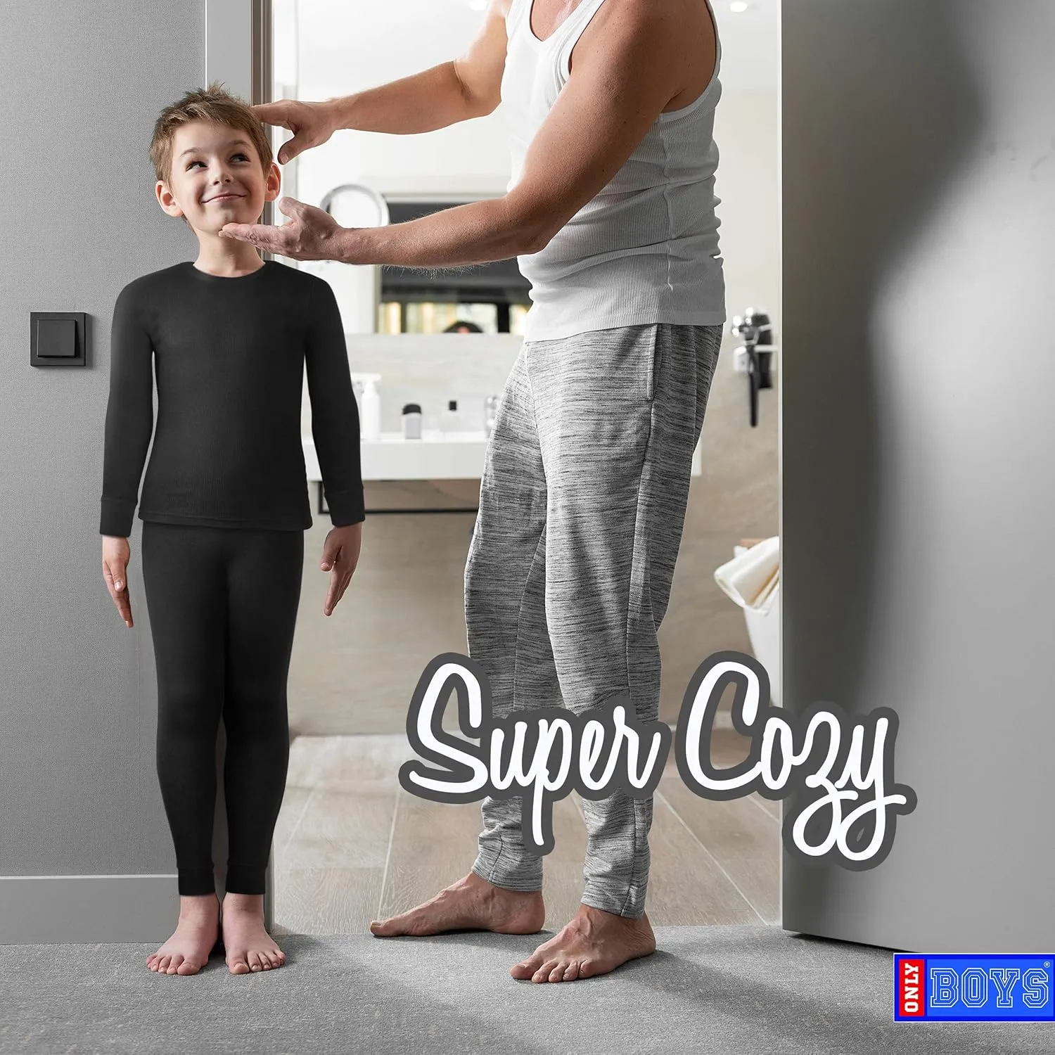 ONLY BOYS’ Thermal Underwear Set – 4 Piece Waffle Knit Top and Long Johns (2T-16)