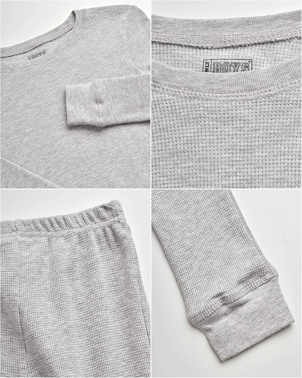 ONLY BOYS’ Thermal Underwear Set – 4 Piece Waffle Knit Top and Long Johns (2T-16)