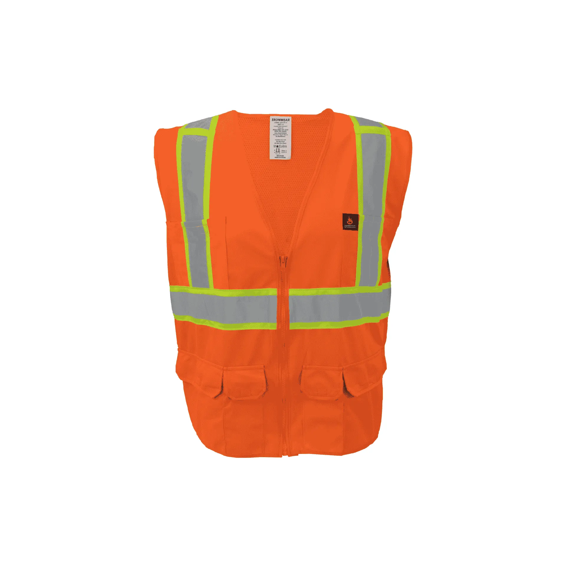Orange Class 2 Flame Retardant Surveyor Vest with Zipper Front