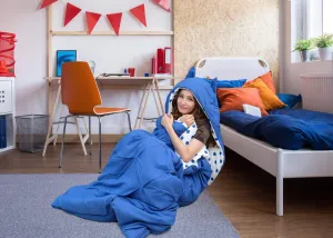 Oscar Polka Dot Sleeping Bag with Hood Zipper Closure