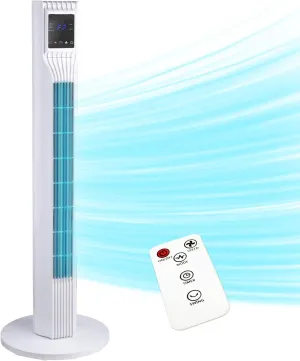 Oscillating Tower Fan, Bladeless Fan with Remote Control, 3 Speeds, 3 Modes, 7.5 H Timer, 36’’ Standing Portable Quiet Cooling Fan for Home Office