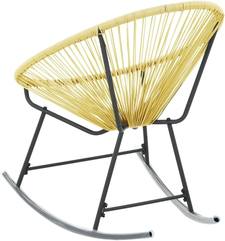 Outdoor Acapulco Chair Poly Rattan Rocking Lounge Chair Beige Water-Resistant Patio Furniture for Garden, Poolside, Backyard