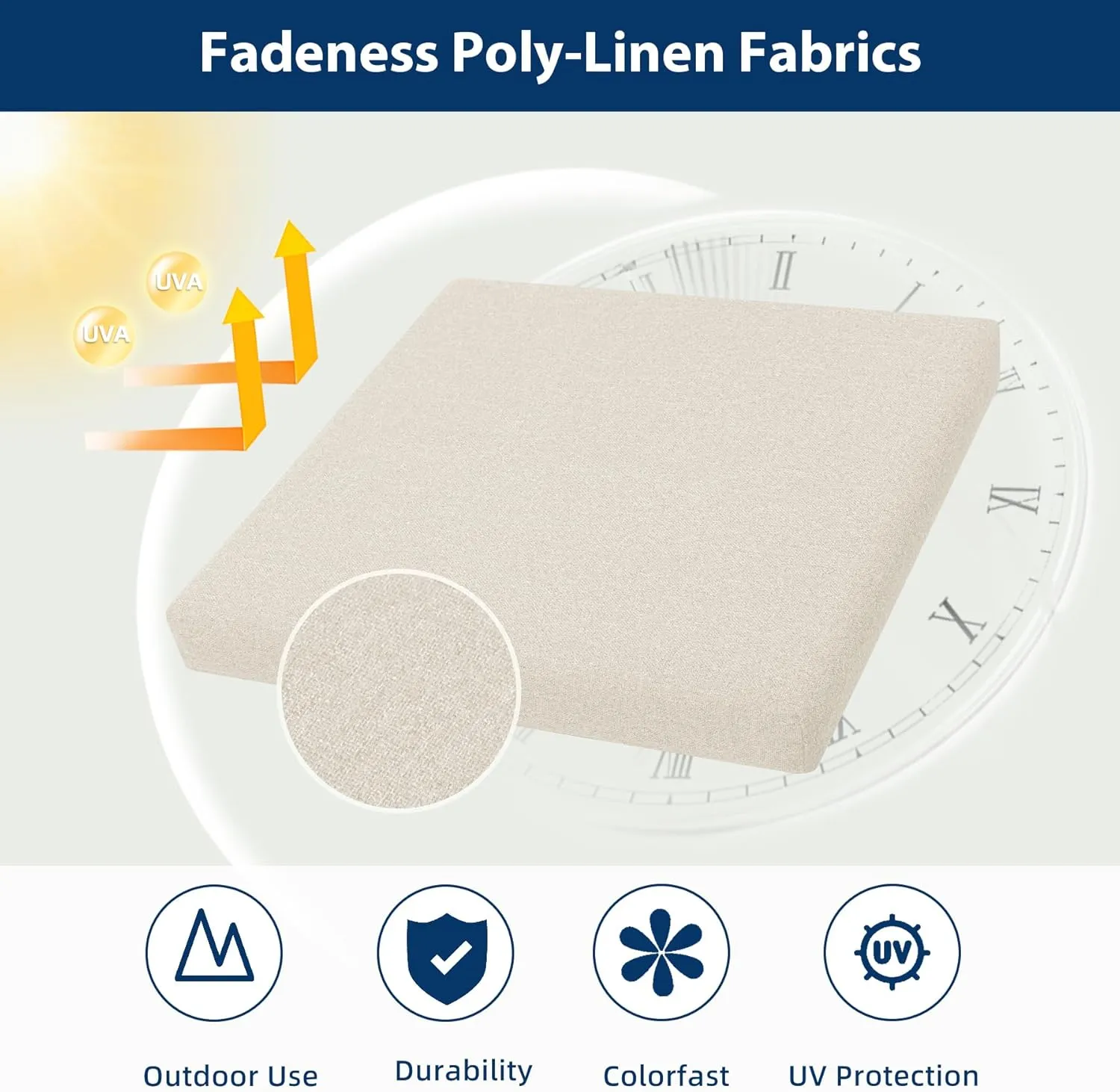 Outdoor Chair Cushions 18.5 x 16 x 2.5 Inch Set of 2, Water-Resistant & Fadeness Durable Patio Furniture Cushion for Garden Sofa Couch Chairs, Portable Comfort with Attach Ties, Beige