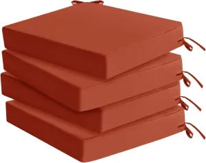 Outdoor Chair Cushions Set of 4: Waterproof & Color Fastness Seat Cushion for Patio Furniture - 22 x 22 x 3 Inch Chair Pads with Ties and Hidden Zipper - Patio Chair Cushion Replacement, Rust