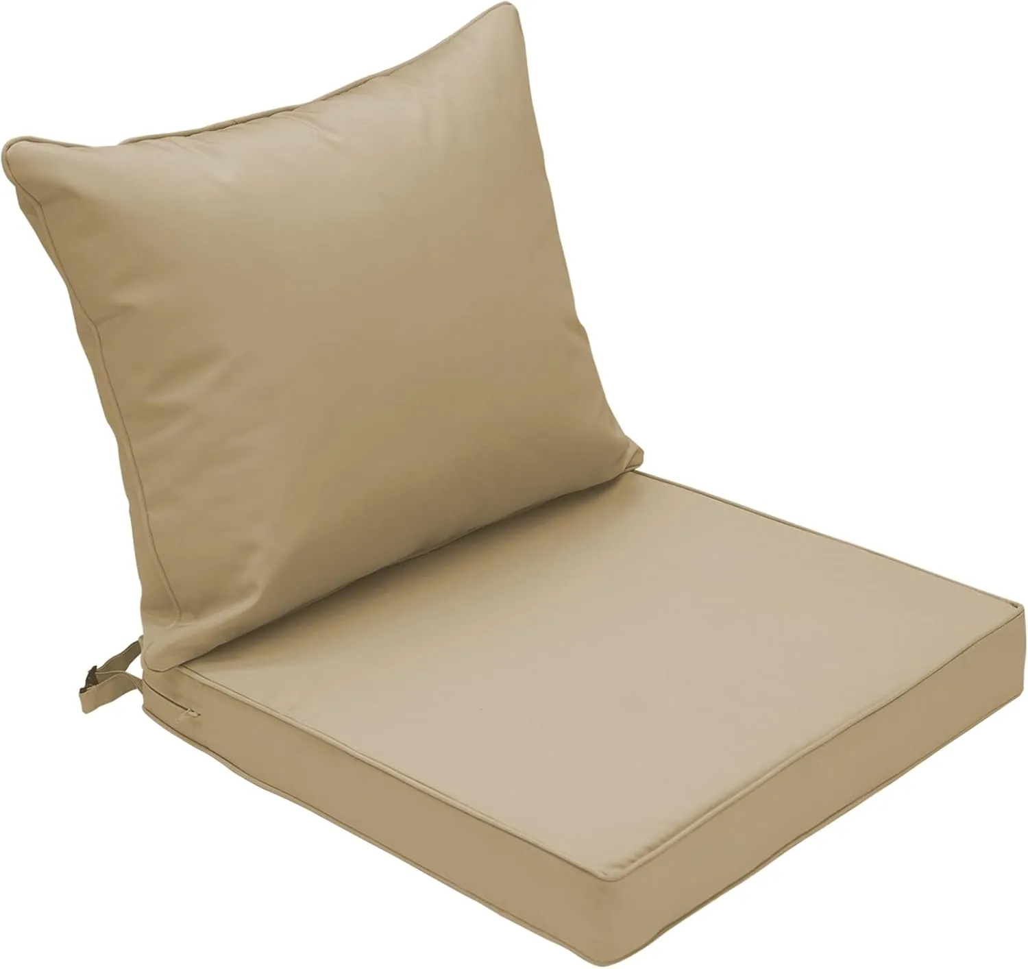 Outdoor Deep Seat Cushion Patio Waterproof Seat and Back Cushion Set Seasonal Clearence Chair Cushion for Dining Arm Chairs, Wicker Chairs and Garden Furniture Decoration, 19"x19"x3", Beige